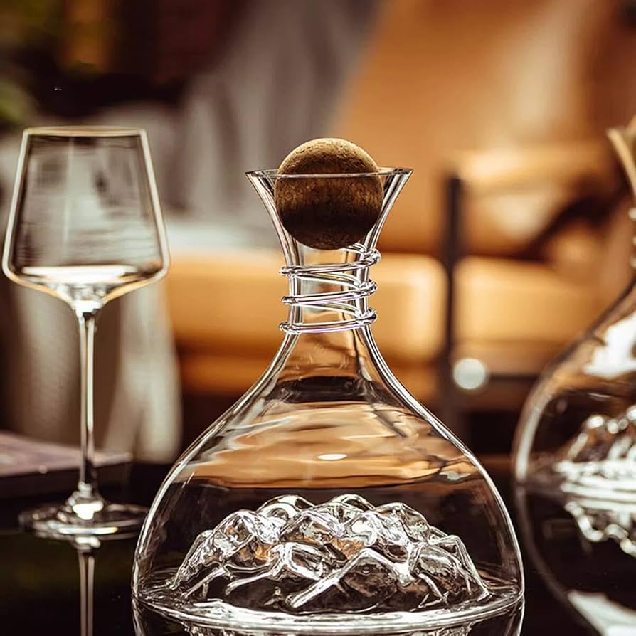 【美品】クリスタルガラスデカンタ ウイスキー デキャンタ Amazon｜ウイスキー デキャンタ クリスタル,900ml/30oz 大容量